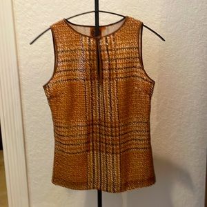 Tory Burch sequined multi colored beige/browns sleeveless top.